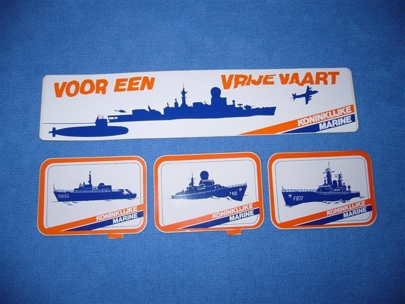 9 Stickers Koninklijke Marine, Verzamelen, Militaria | Algemeen, Ophalen of Verzenden, Marine, Nederland, Embleem of Badge
