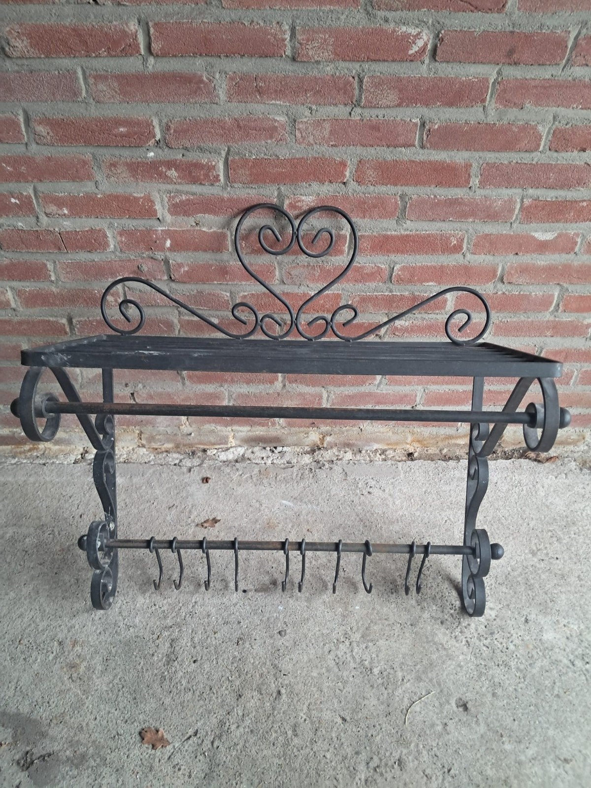 Metalen wandkapstok met hoedenplank en haken, Gebruikt, Minder dan 100 cm, Metaal, Ophalen