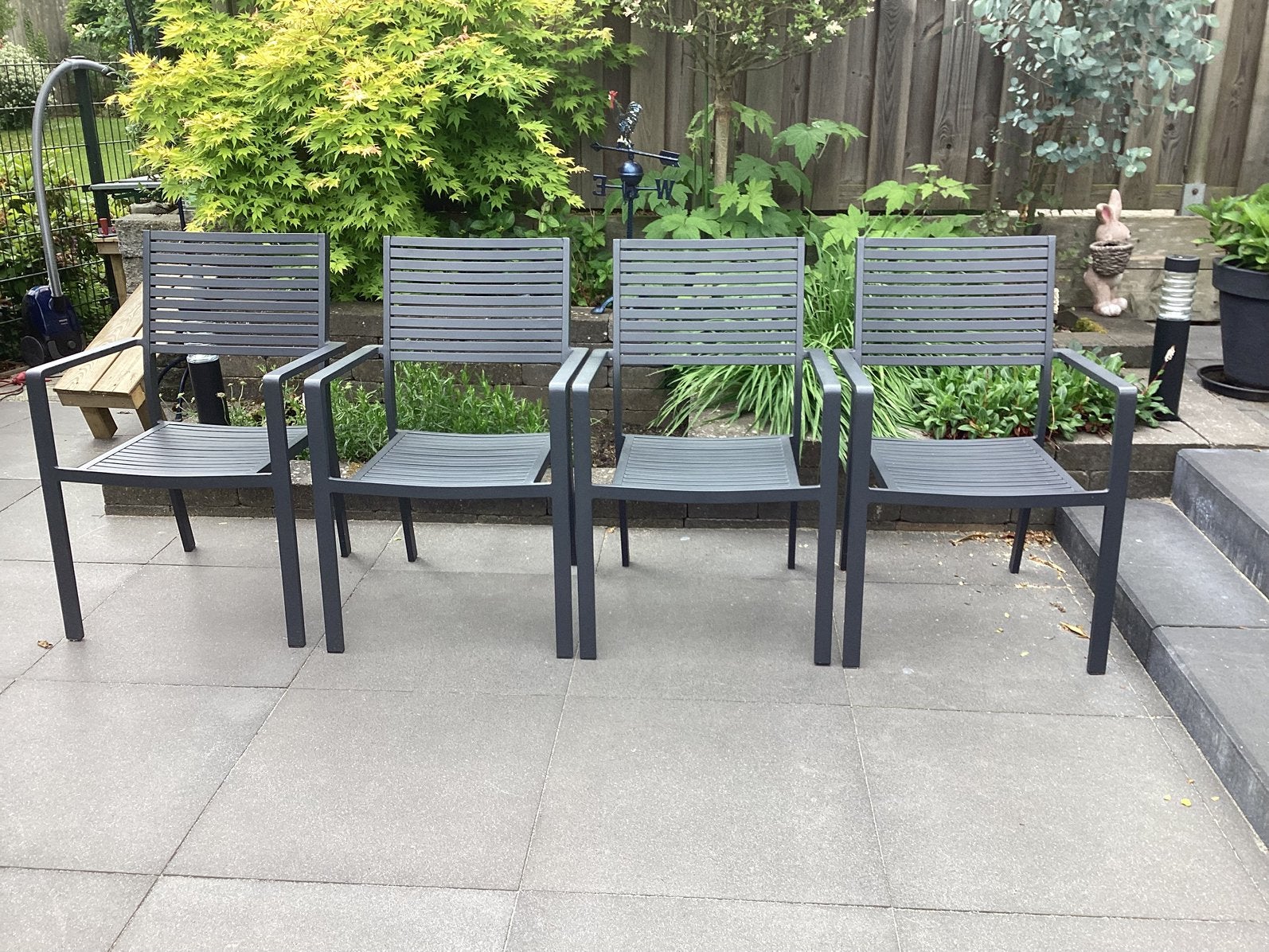 Stapelbare aluminium tuinstoelen - set van 4, Ophalen, Gebruikt, Aluminium, Stapelbaar