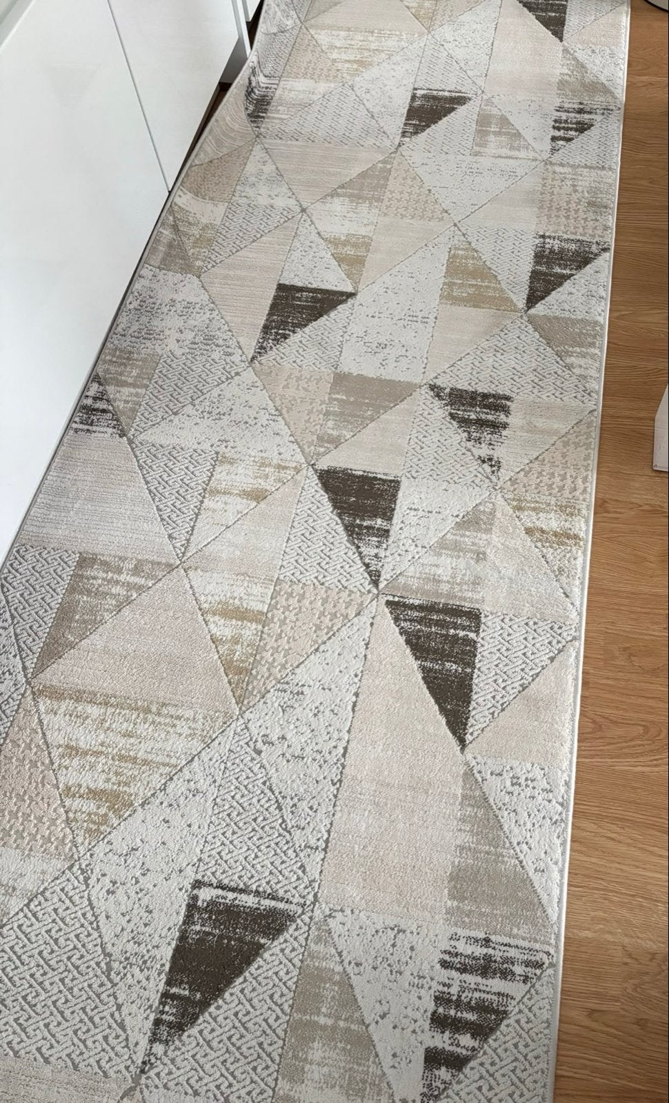 Modern Vloerkleed met Geometrisch Patroon - Beige/Bruin, Beige, 200 cm of meer, Zo goed als nieuw, Rechthoekig