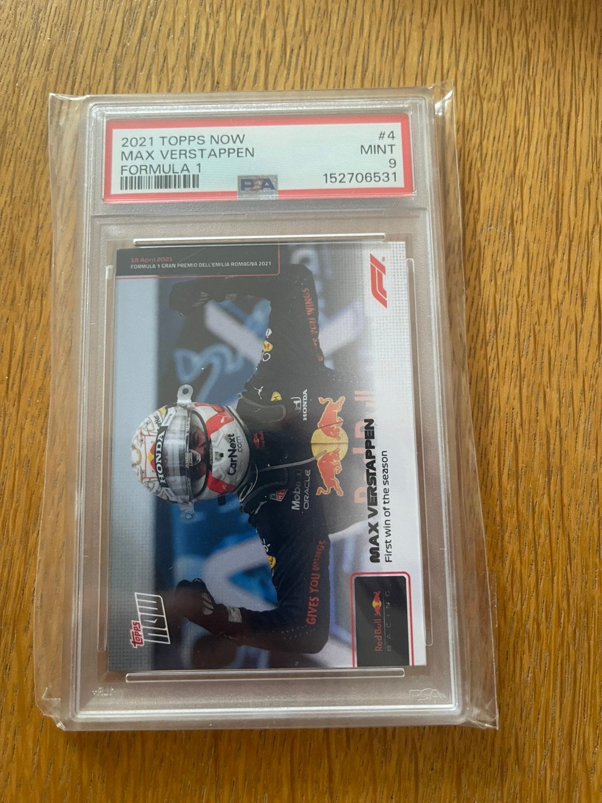 Max Verstappen PSA 9 First Win of the Season Topps 2021, Ophalen of Verzenden, Zo goed als nieuw, Plaatje