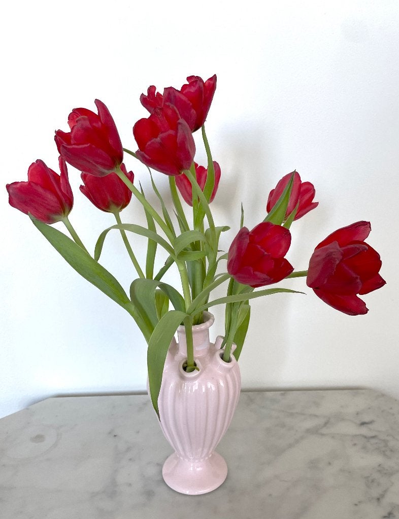 tulpenvaas, Gebruikt, Ophalen of Verzenden, Roze, 20 cm