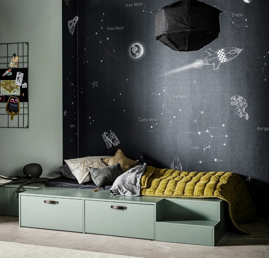 Fantastisch stoer groen bed 80x200 VT Wonen Stage, 70 tot 85 cm, Zo goed als nieuw, 180 cm of meer, Ophalen