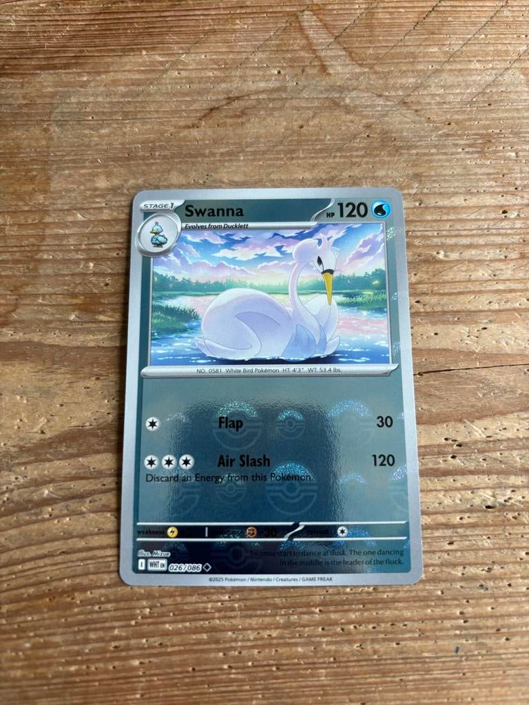 Swanna poke ball Pokémon white flare, Ophalen of Verzenden, Gebruikt, Losse kaart, Foil