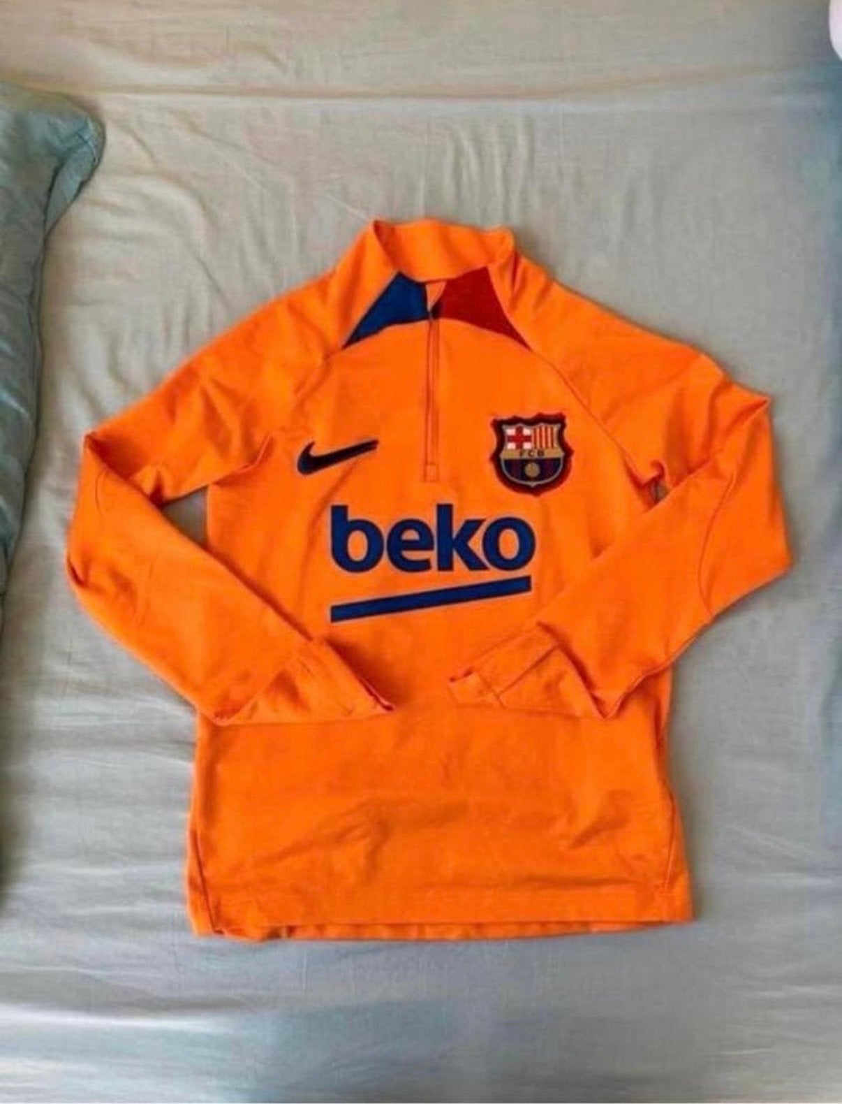 FC Barcelona Drill Top, Kleding | Heren, Sportkleding, Zo goed als nieuw, Voetbal, Maat 46 (S) of kleiner, Oranje, Ophalen