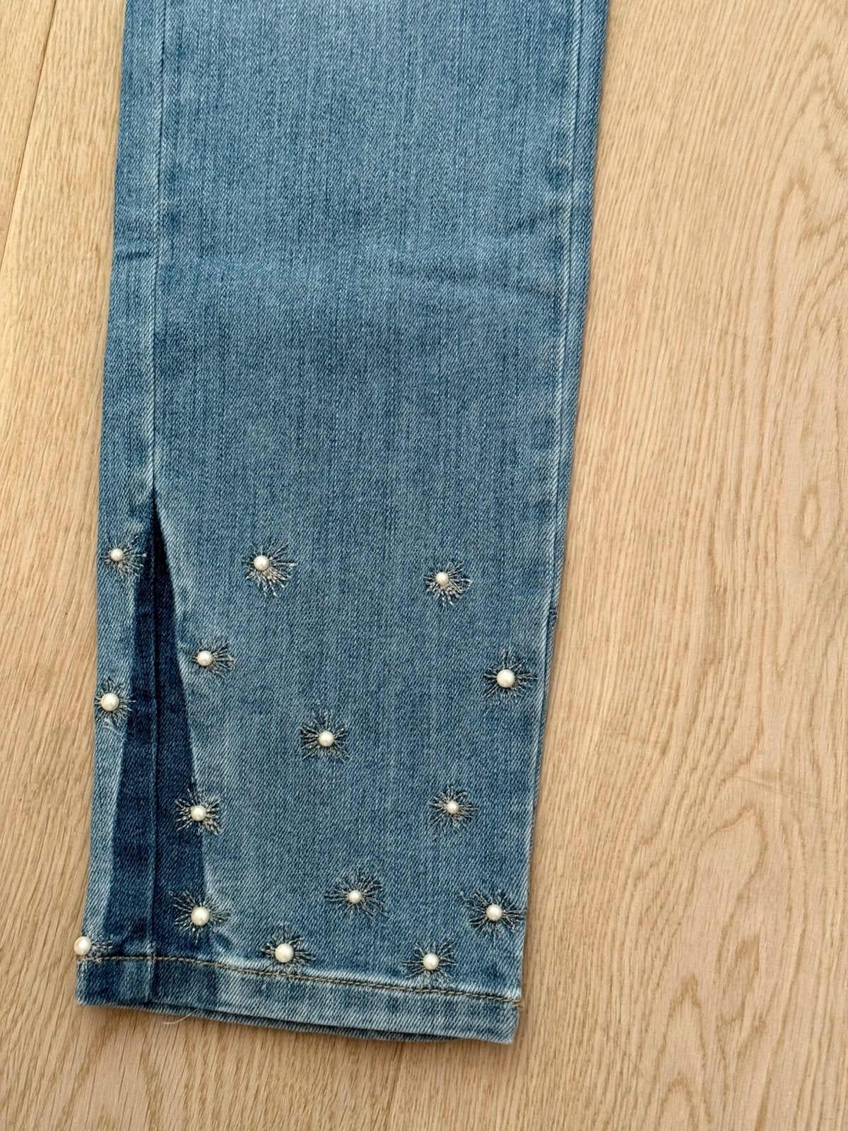 Cambio jeans met parels op de pijpen, Maat 38/40 (M), Blauw, Ophalen of Verzenden, Zo goed als nieuw