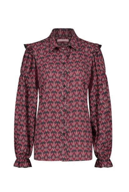 Studio Anneloes blouse wijnrood - grijs gemeleerd XS NIEUW, Verzenden, Nieuw, Maat 34 (XS) of kleiner, Grijs