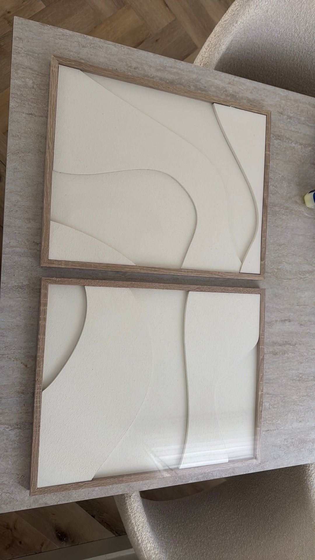2 wand decoratie met licht eiken frame 49x39x2cm, Ophalen, Nieuw