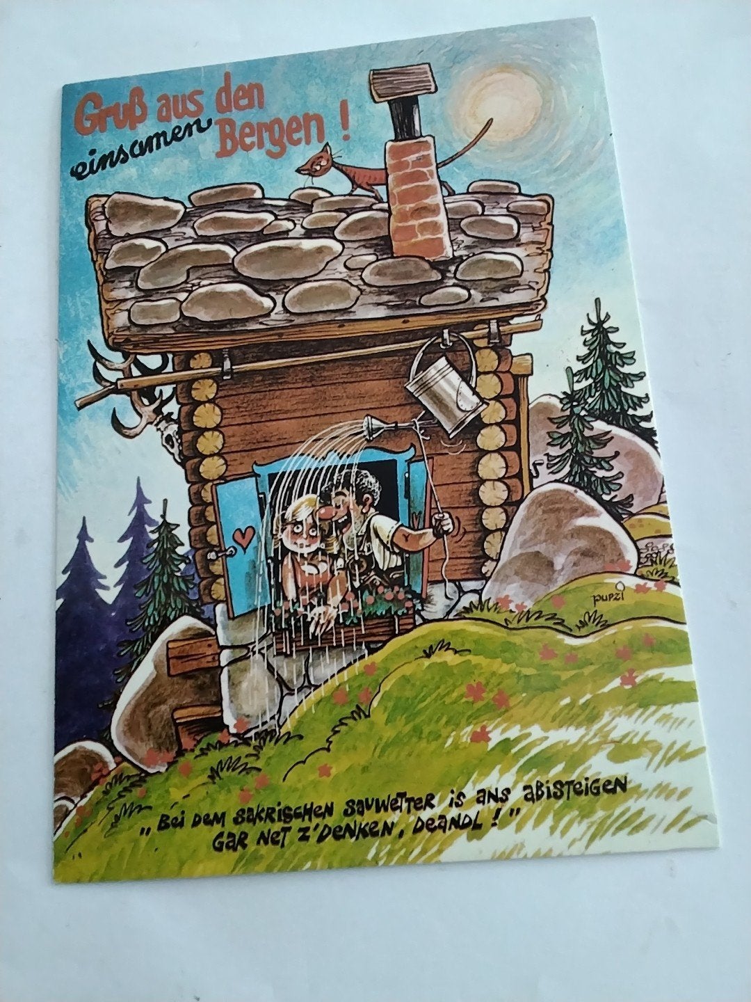 Grappige Oostenrijkse Ansichtkaart - 'Gruss aus den Bergen', Ophalen of Verzenden