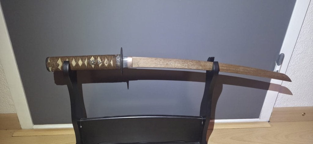 Wakizashi Koshirae + Tsunagi, Hout, 64 cm, Handgemaakt, Ophalen of Verzenden