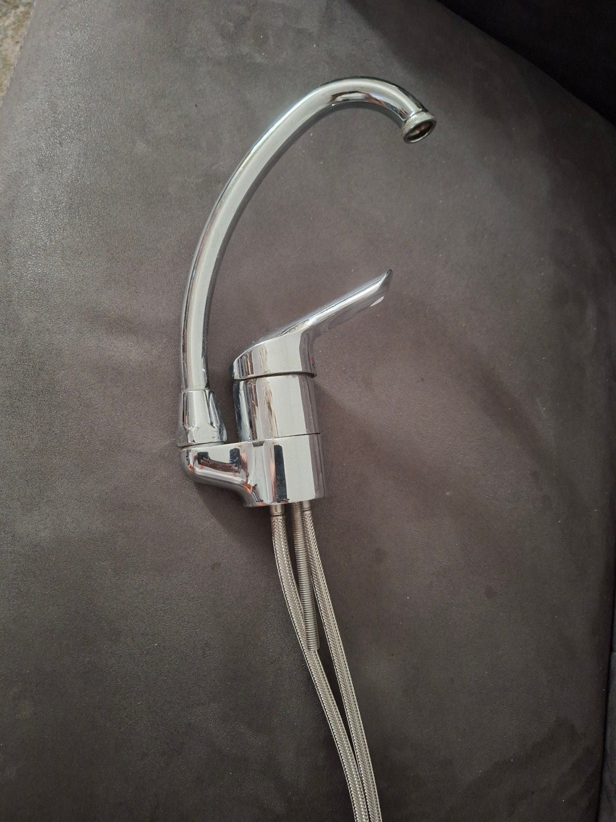 Verchroomde kraan met flexibele aansluitslangen, Doe-het-zelf en Verbouw, Ophalen of Verzenden, Gebruikt, Chroom, Kraan