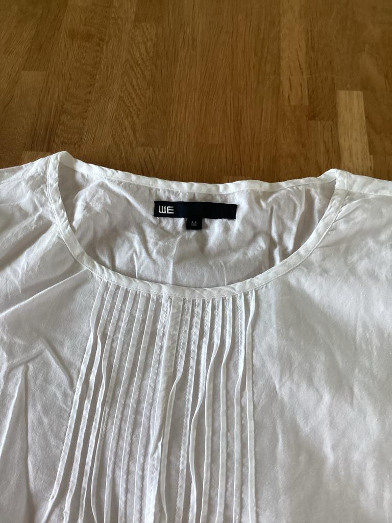 Witte katoenen blouse WE met details op de armen, maat M, Ophalen of Verzenden, Zo goed als nieuw, Maat 38/40 (M), Wit