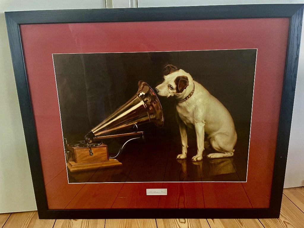 Poster His Masters Voice, Ophalen, Overige stijlen, Ingelijst, Print