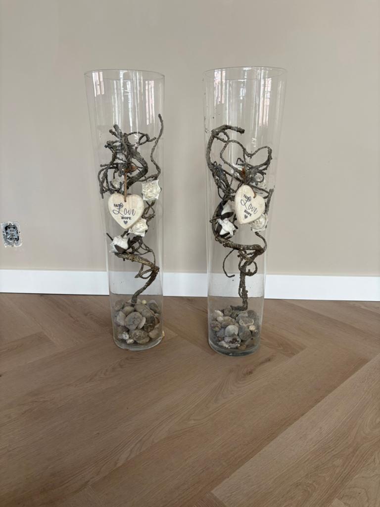 Grote decoratieve glazen vloervazen – 70 cm, Verzamelen, Glas en Borrelglaasjes, Ophalen of Verzenden, Zo goed als nieuw, Overige typen