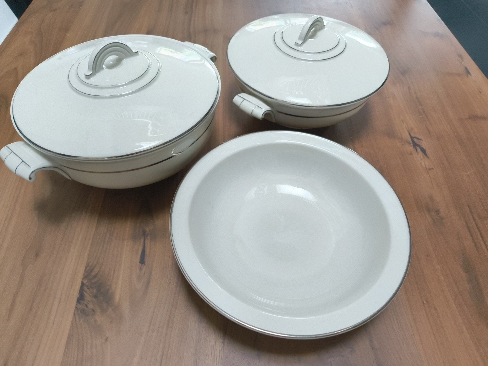 Vintage Arzberg grote dekschalen en schaal zilveren rand, Ophalen of Verzenden