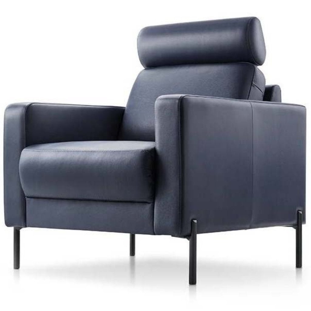 SUPER MOOIE NIEUWE LEREN BLAUWE FAUTEUIL VOOR SPOTPRIJS, Ophalen, 75 tot 100 cm, MODERN/KLASSIEK, Nieuw