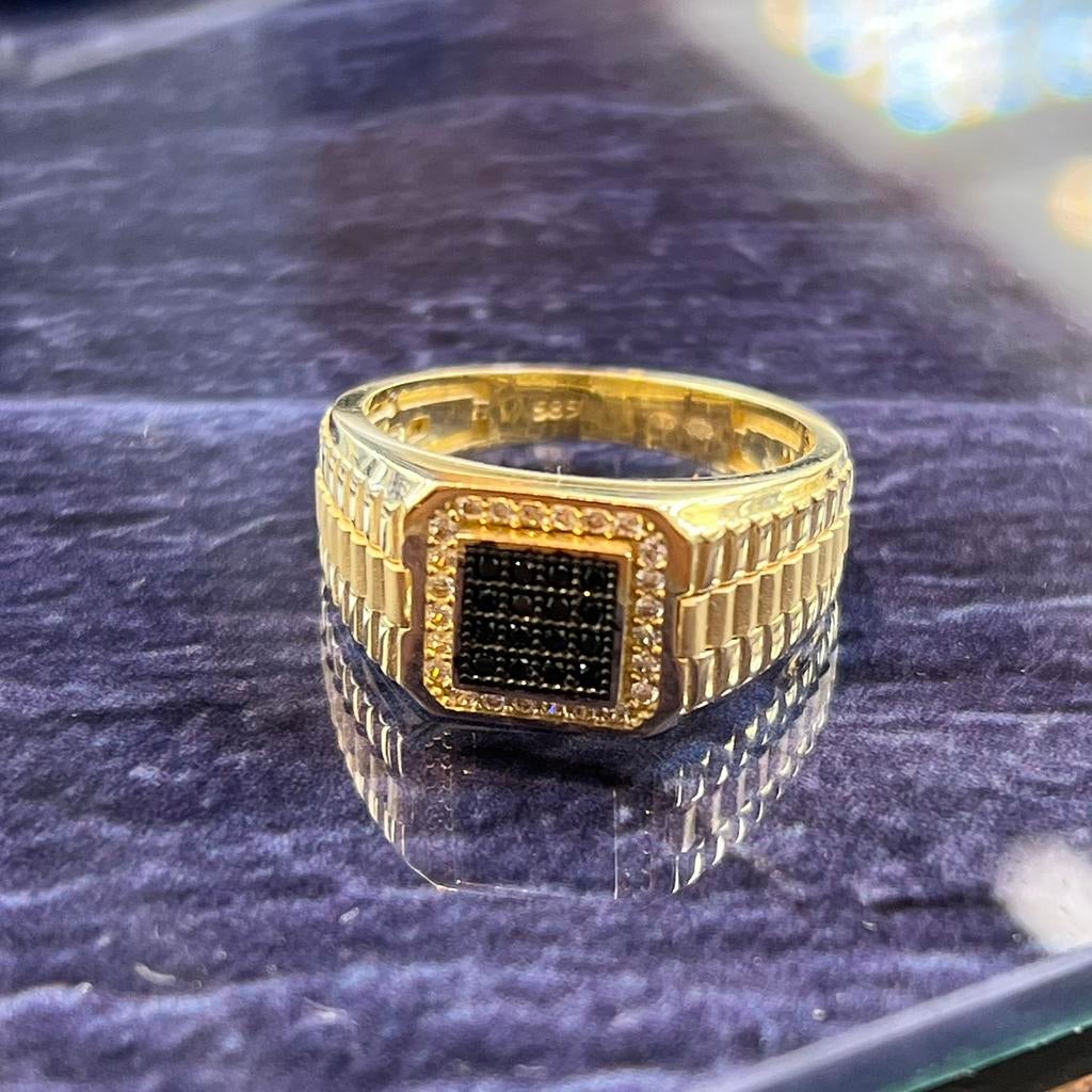 14 karaat gouden ring prachtig model rolex schakel, Ophalen of Verzenden, Nieuw, Goud, Dame