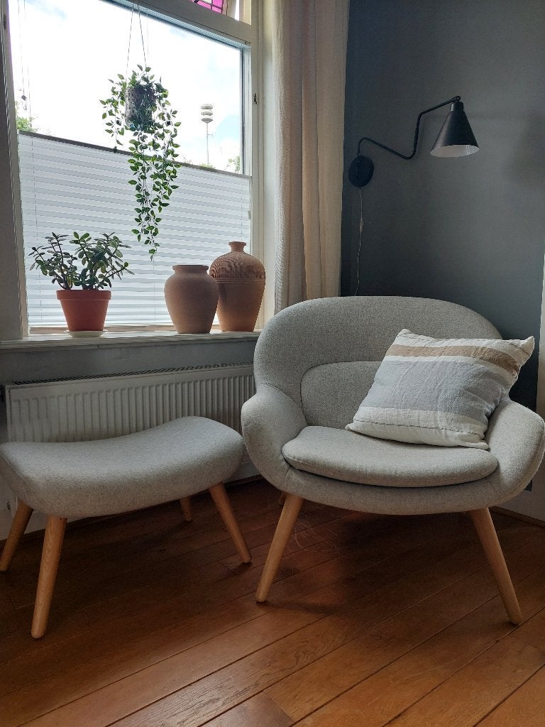 BOLIA Philippa stoel fauteuil wol sand design eiken, Ophalen, Minder dan 75 cm, Zo goed als nieuw, Stof
