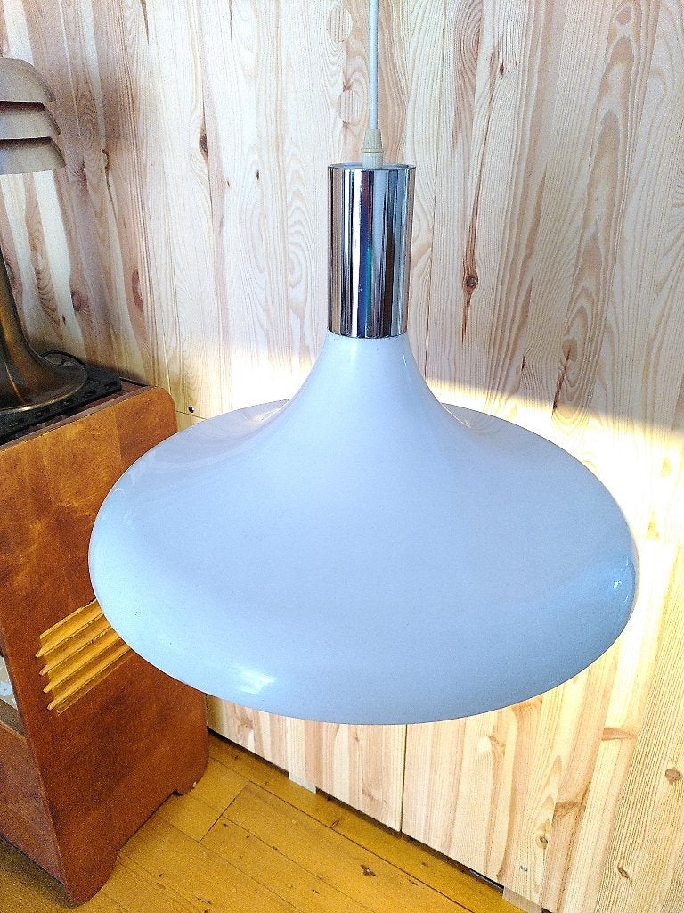 Mid Century hanglamp, Vintage, Space Age, Gebruikt, Metaal, E27 (groot)