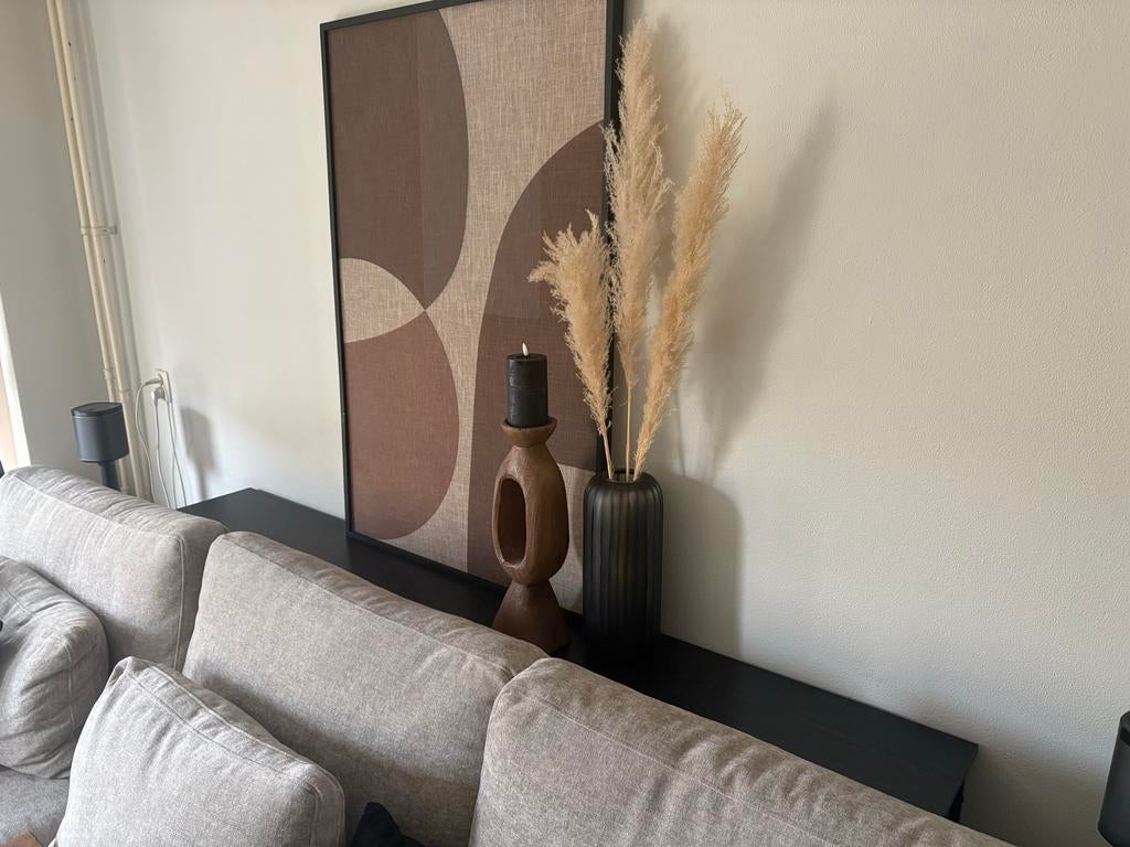 Lange zwarte sidetable (200x29x75 cm), Ophalen, Gebruikt, 150 tot 200 cm, Overige houtsoorten