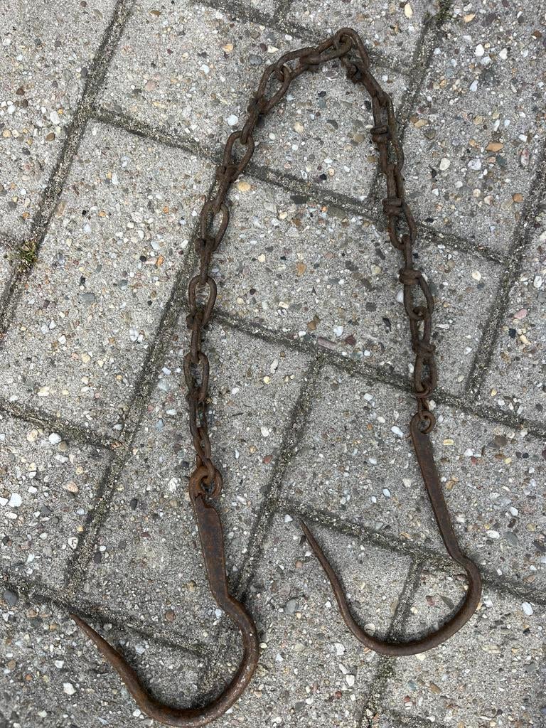 Smeedijzer schoorsteen kook  ketting,antieke haardhaal, Ophalen