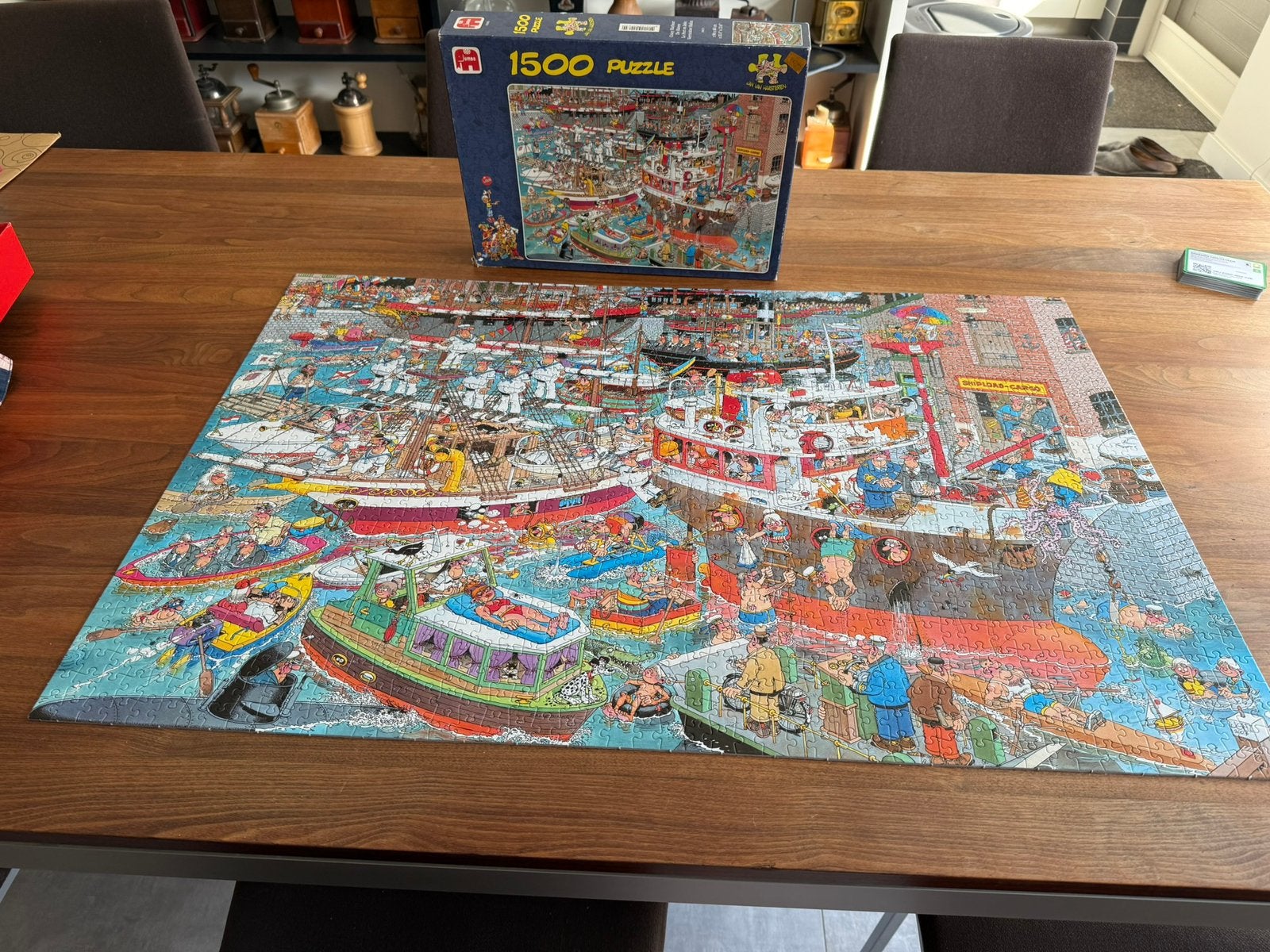 Jan van Haasteren puzzel haven 1500 koop/ruilen, Ophalen of Verzenden, 500 t/m 1500 stukjes, Zo goed als nieuw
