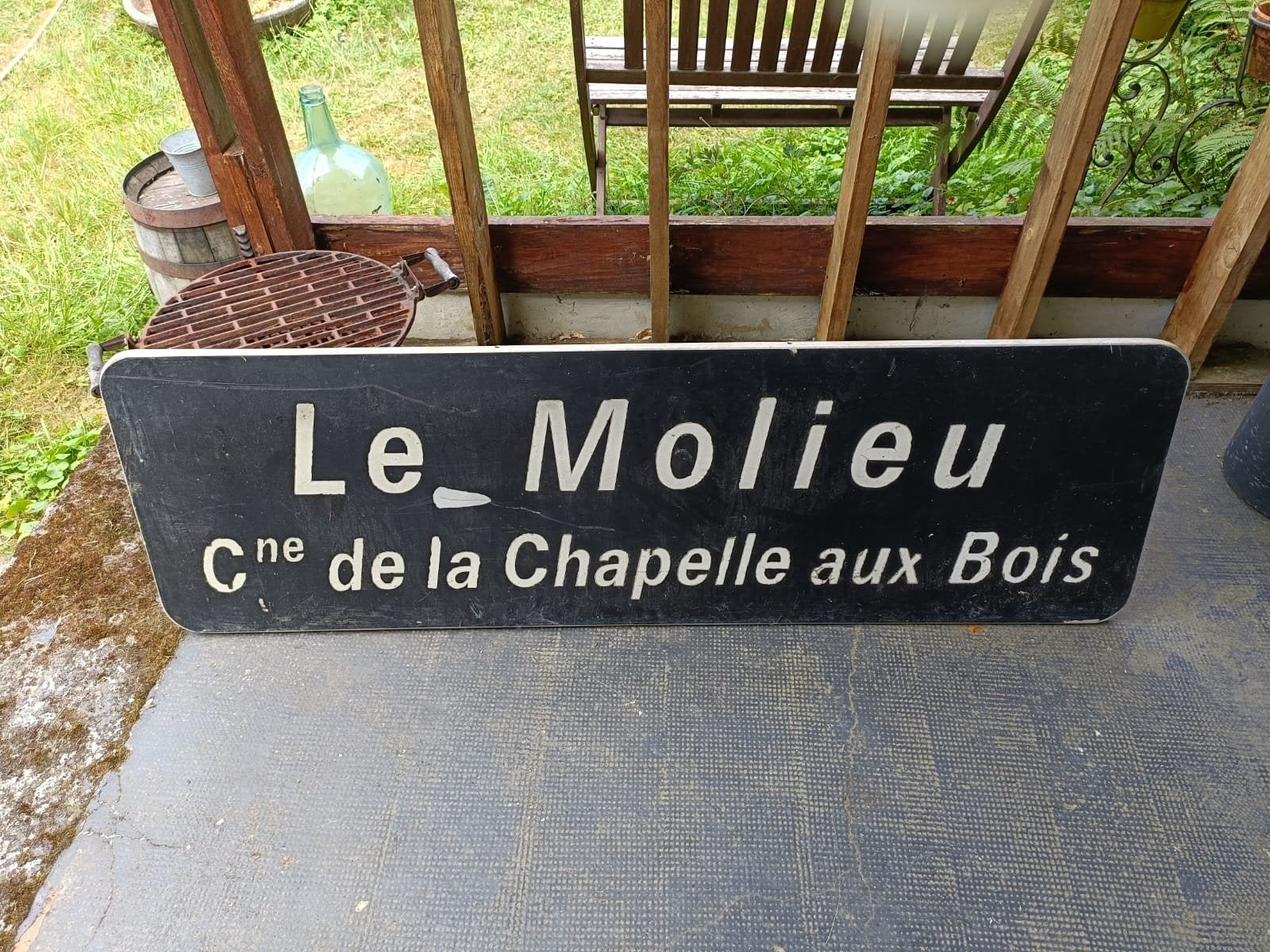 Vintage Frans plaatsnaambord Le Molieu 130x40 cm, Ophalen