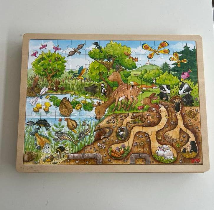4 Goki houten puzzels voor kinderen, Kinderen en Baby's, Speelgoed | Kinderpuzzels, 10 tot 50 stukjes, Ophalen of Verzenden, Zo goed als nieuw