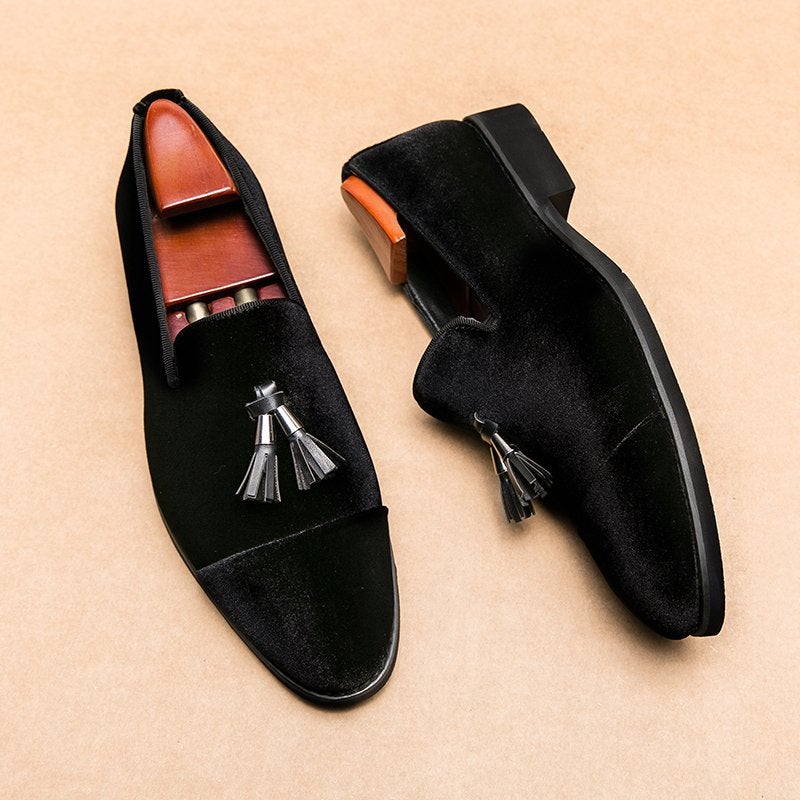 Zwarte kunst suede loafers heren mannen schoenen instappers, Verzenden, Nieuw, Zwart, Loafers