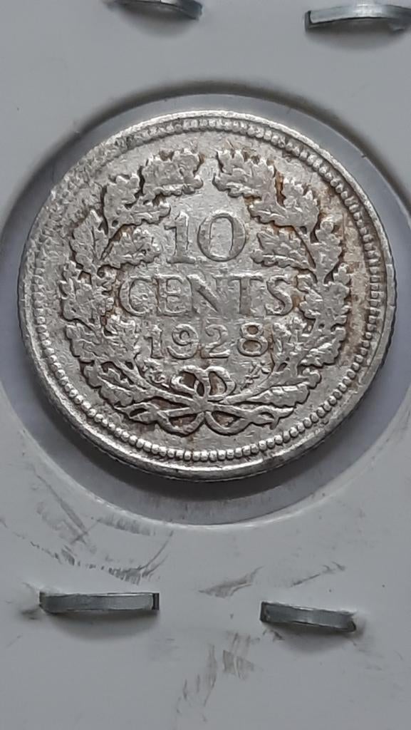 Nederland 10 cents 1928 (Zilver), Zilver, Ophalen of Verzenden, 10 cent, Koningin Wilhelmina