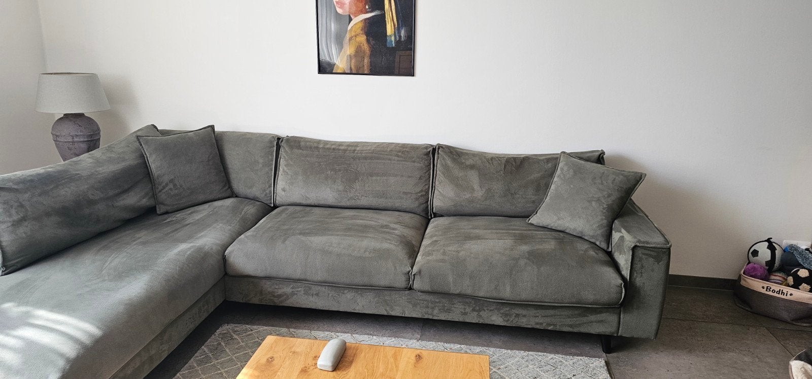 Prachtige hoekbank kleur groen Zie foto's en beschrijving, Ophalen, Gebruikt, 100 tot 125 cm, Hoekbank