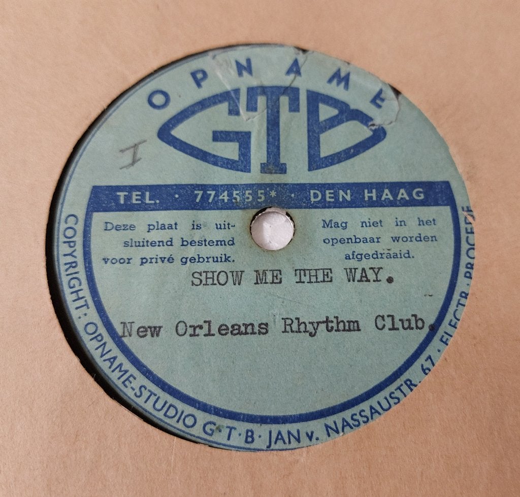 GTB studio ACETATE F.B.Hotz New Orleans Rhythm Club Den Haag, 10 inch, Ophalen of Verzenden, Jazz, Gebruikt
