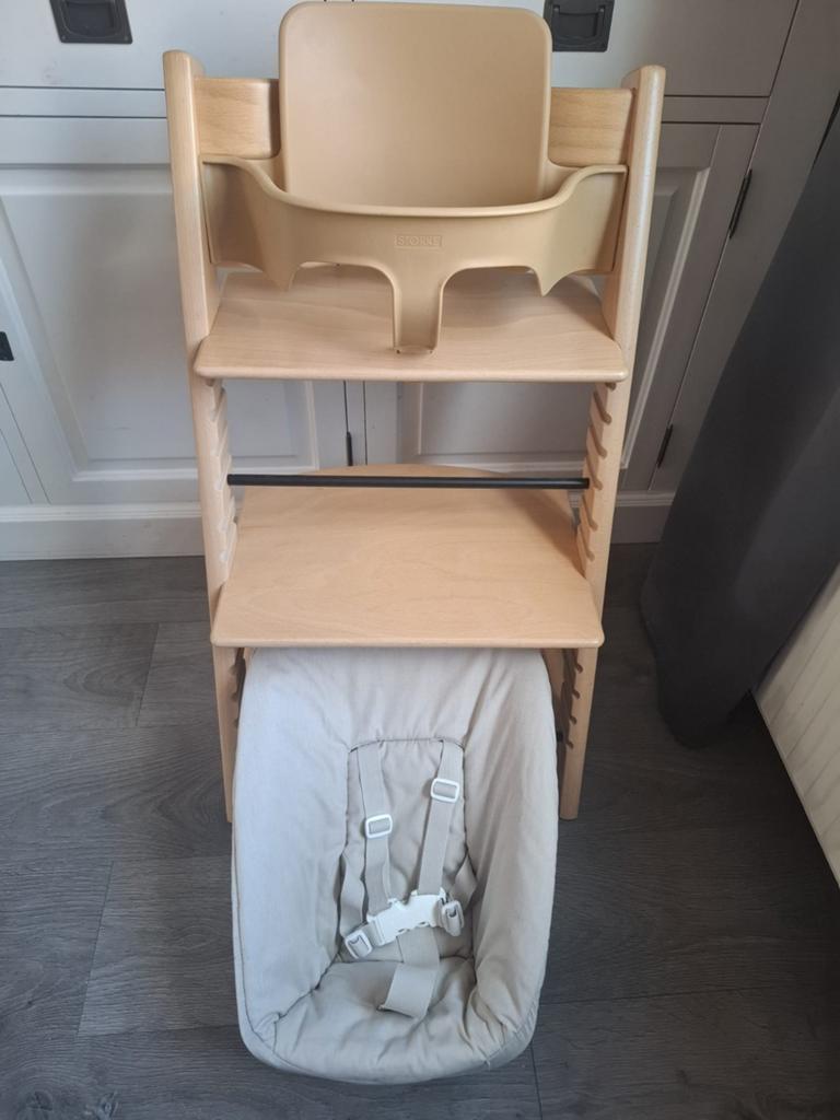 Nette stokke tripp trapp kinderstoel naturel, Ophalen, Gebruikt, Meegroeistoel