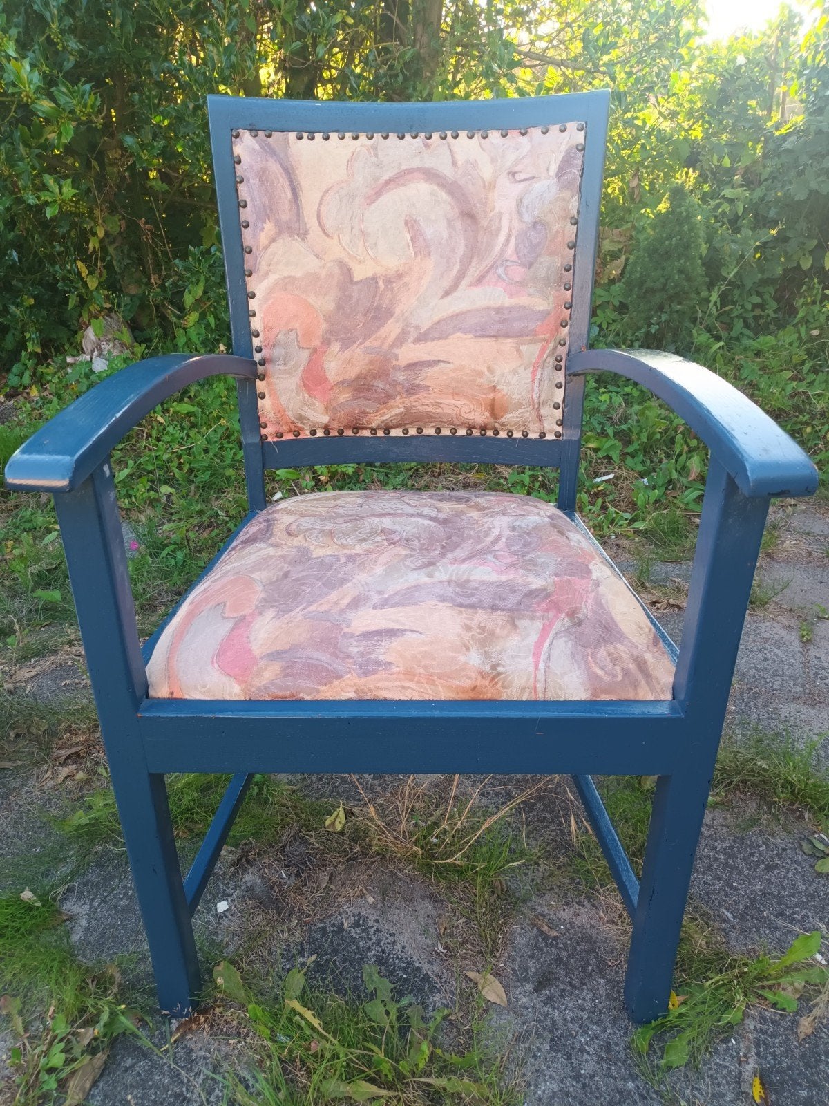 Vintage houten stoel met armleuningen, Ophalen