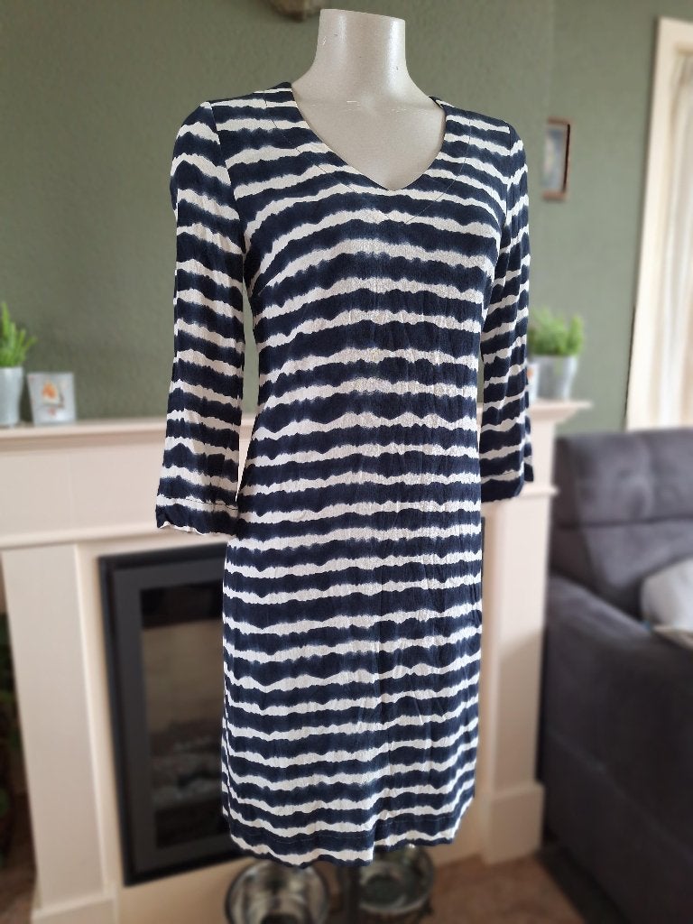 Kyra & Ko blauw witte streep jurk XS S 34 36, Kleding | Dames, Jurken, Knielengte, Kyra & Ko, Maat 36 (S), Gedragen