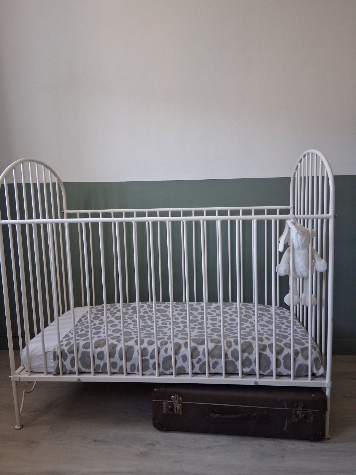 Nostalgisch ijzeren spijlen ledikantje, Ophalen, Gebruikt, 70 tot 85 cm, 140 tot 160 cm