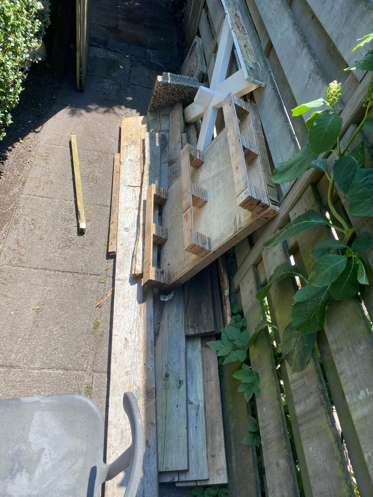 Afvalhout brandhout houten planken, Tuin en Terras, Ophalen, Gebruikt, Rechthoekig, Hout