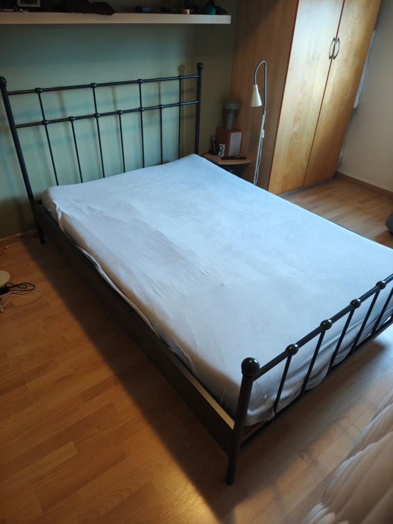 2 persoons metalen spijlenbed, Ophalen, Zwart, Tweepersoons, 140 cm