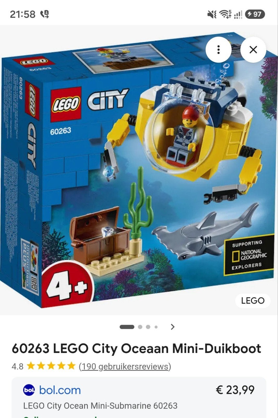 LEGO City Oceaan Mini-Duikboot 60263, Ophalen of Verzenden, Nieuw