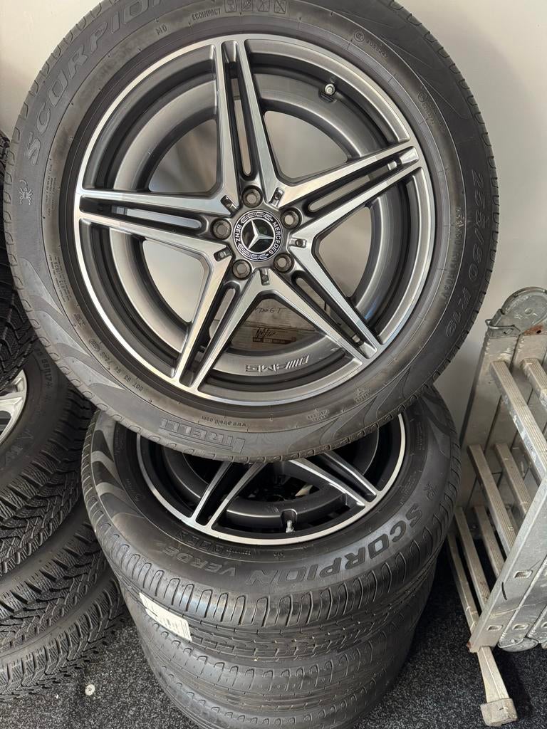 Mercedes amg Velgen met 255/50/19 Banden, 19 inch, Gebruikt, 255 mm, Banden en Velgen