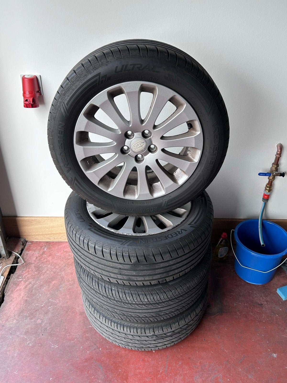 16 inch originele Subaru Impreza wielen met banden, Ophalen, Gebruikt