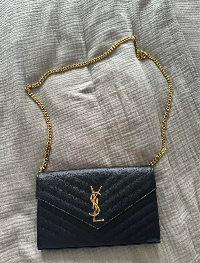 Saint Laurent YSL Schoudertasje Zwart Goud, Ophalen, Zo goed als nieuw, Zwart, Schoudertasje