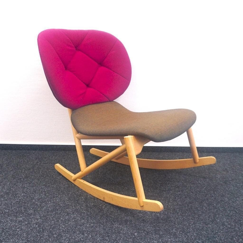 Moroso Klara Schommelstoel | Design Fauteuil | Roze / Bruin, Huis en Inrichting, Fauteuils, Gebruikt, -, -, 75 tot 100 cm