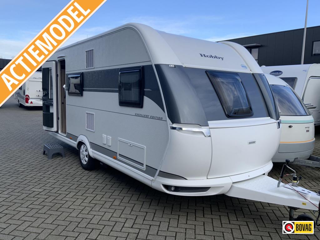 Hobby Excellent Edition 490 KMF 2e Pinksterdag open, Caravans en Kamperen, Schokbreker, Standaardzit, Dwarsbed, Hobby