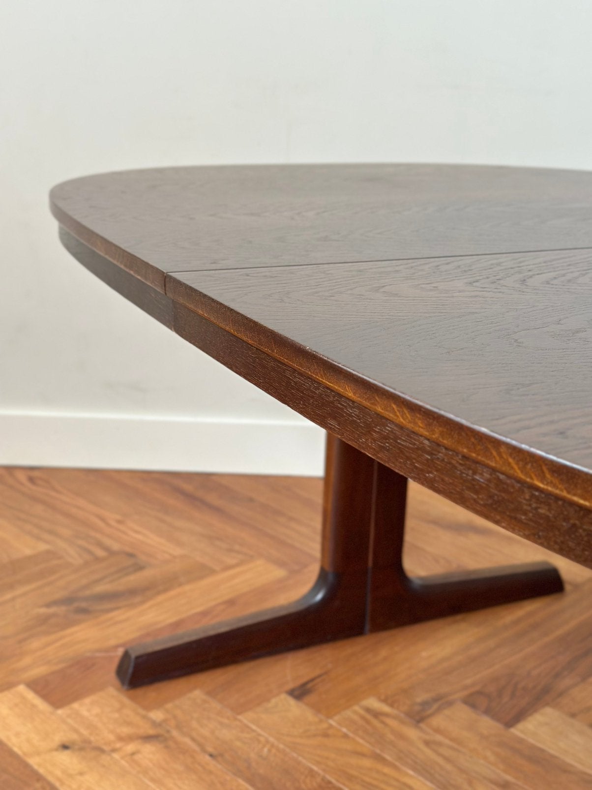 Vintage eettafel Deens Farstrup eiken hout jaren 50/60/70, Huis en Inrichting, Ophalen, Gebruikt, 100 tot 150 cm, Eikenhout