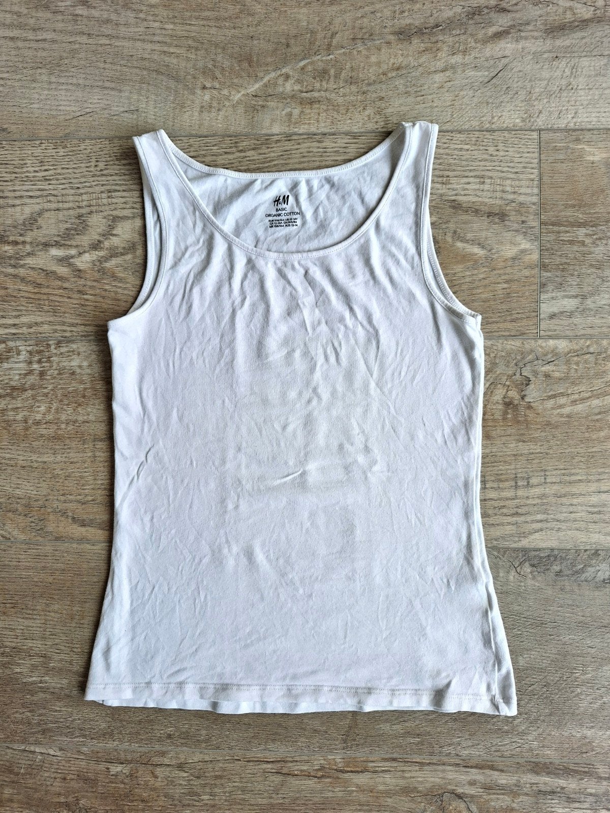 H&M Basic witte top/hemd - Organic Cotton - Maat 158/164, Meisje, H&M, Ophalen of Verzenden, Zo goed als nieuw