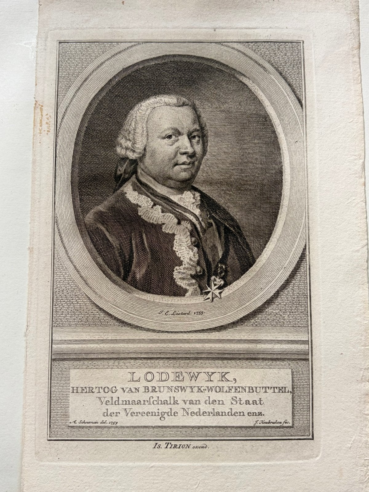 Originele Kopergravure Lodewyk van Brunswyk-Wolfenbuttel 175, Portret, 19 cm, Ophalen of Verzenden, Gravure