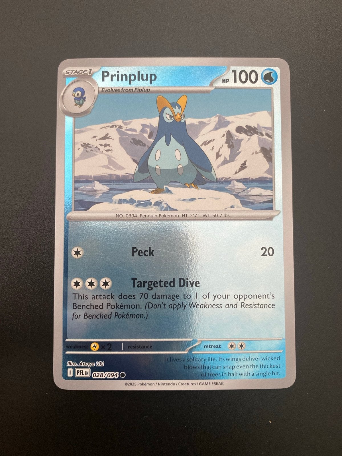 Prinplup 028/094 Reverse Holo Phantasmal Flames, Ophalen of Verzenden, Zo goed als nieuw, Losse kaart, Foil