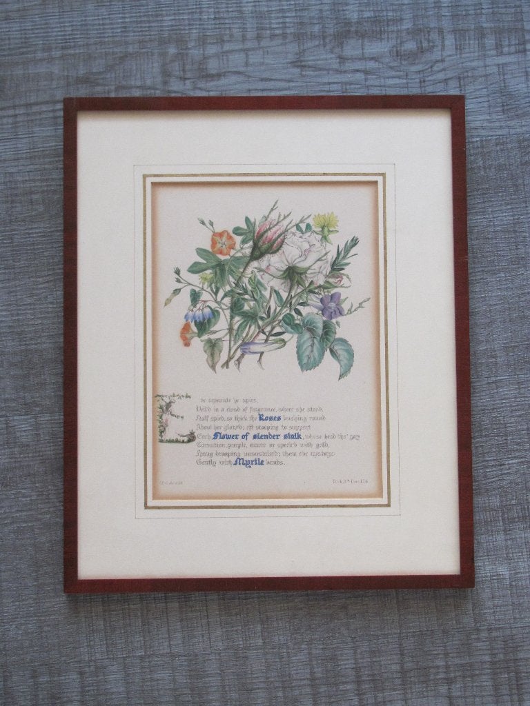 Antieke lithografie - bloemen - 1846, 1800 - 1899, Ophalen of Verzenden, Ingelijst, Flora en Fauna