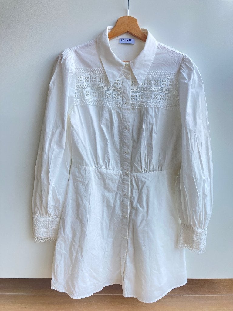 Witte jurk met kant van LOAVIES mt. 158, Kinderen en Baby's, Meisje, Ophalen of Verzenden, Zo goed als nieuw, Jurk of Rok